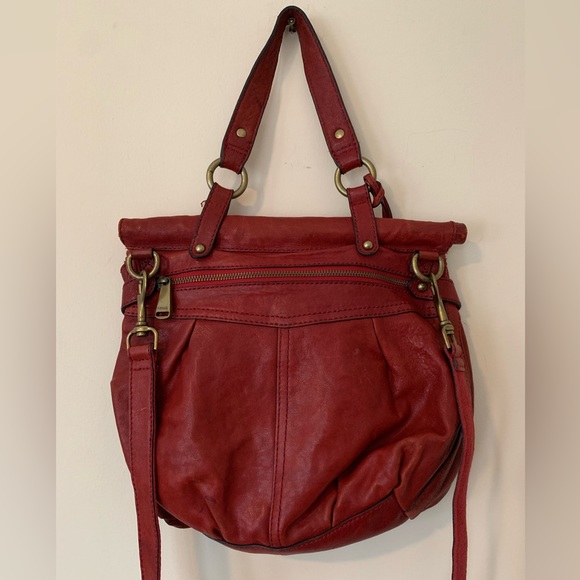 Fossil crossbody/shoulder bag, leather, Vintage, red leather, mailman style Bag - Picture 2 of 15